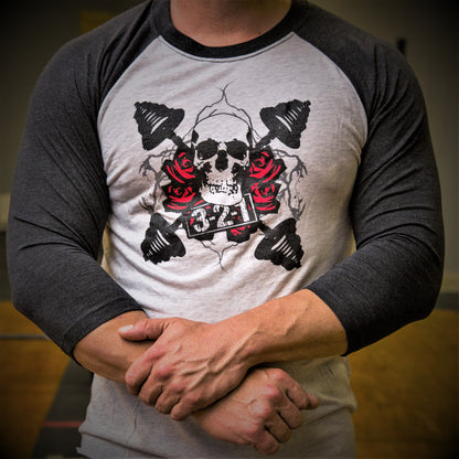 Skull & Rose Baseball Tee Mens T-Shirt - 321Apparel - crossfit